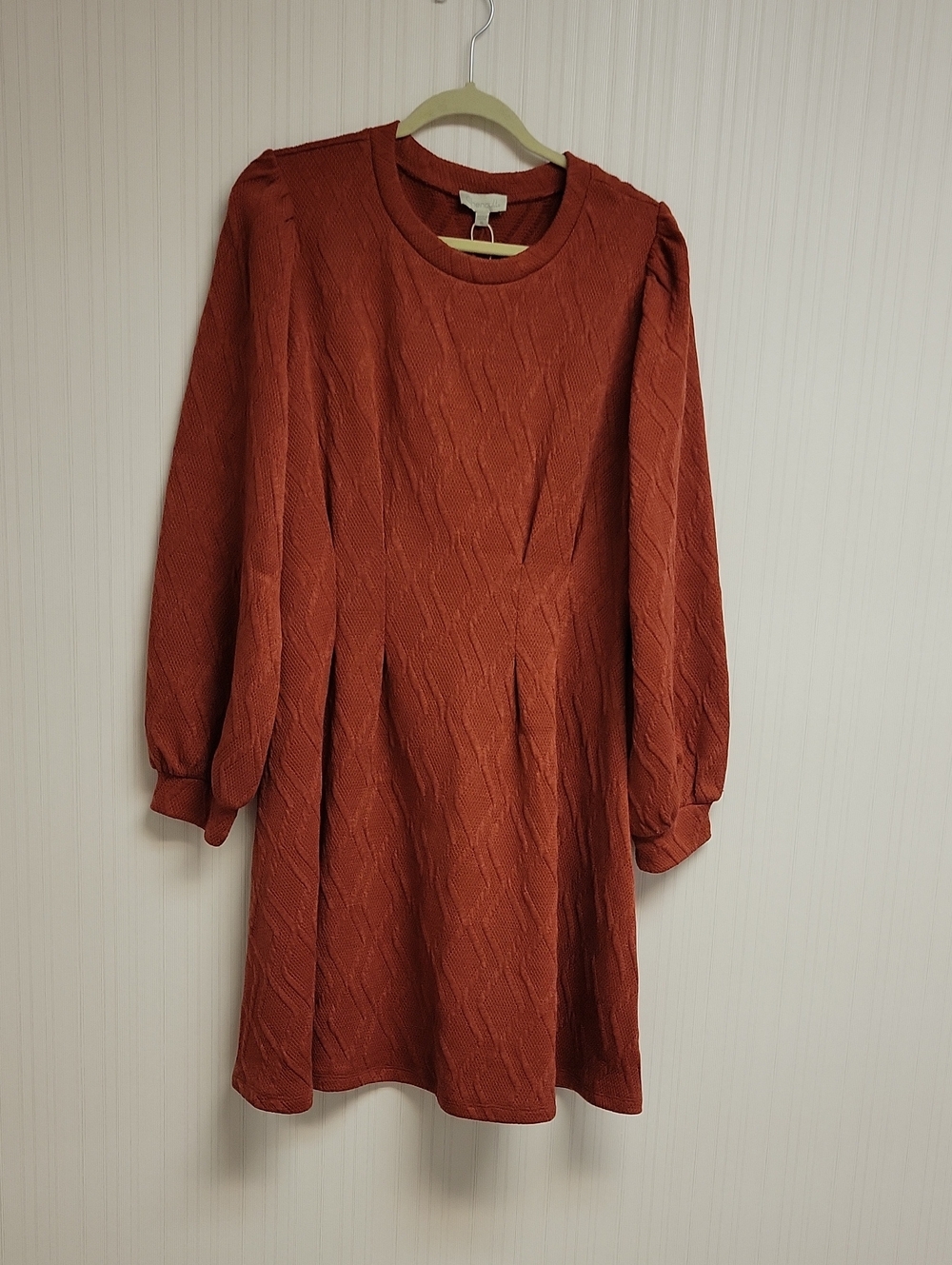 Chenault Women’s Long Sleeve Textured Rust Dress XL New Fall Office Business
